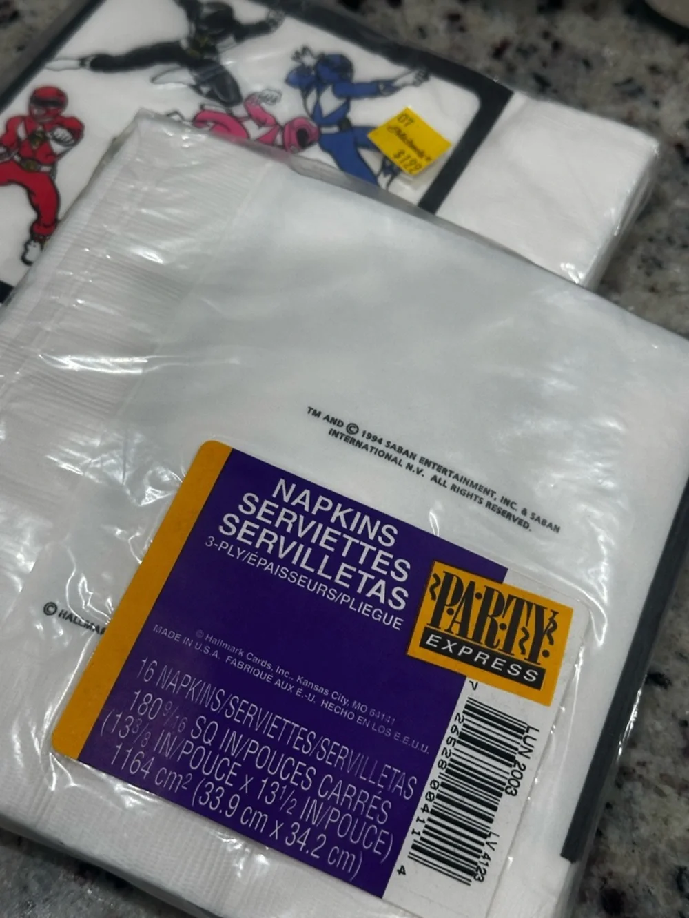 Mighty Morphin Power Rangers Vintage 1994 Hallmark Party Napkins 2 Packs